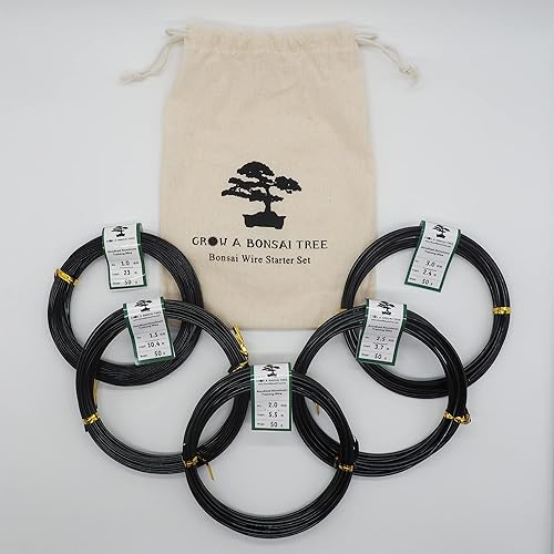 Miniatura 2 de Juego de iniciación de alambre de entrenamiento bonsái de aluminio anodizado de 5 tamaños con bolsa de lona - 0039in 0059in 0079in 0098in 0118in 147