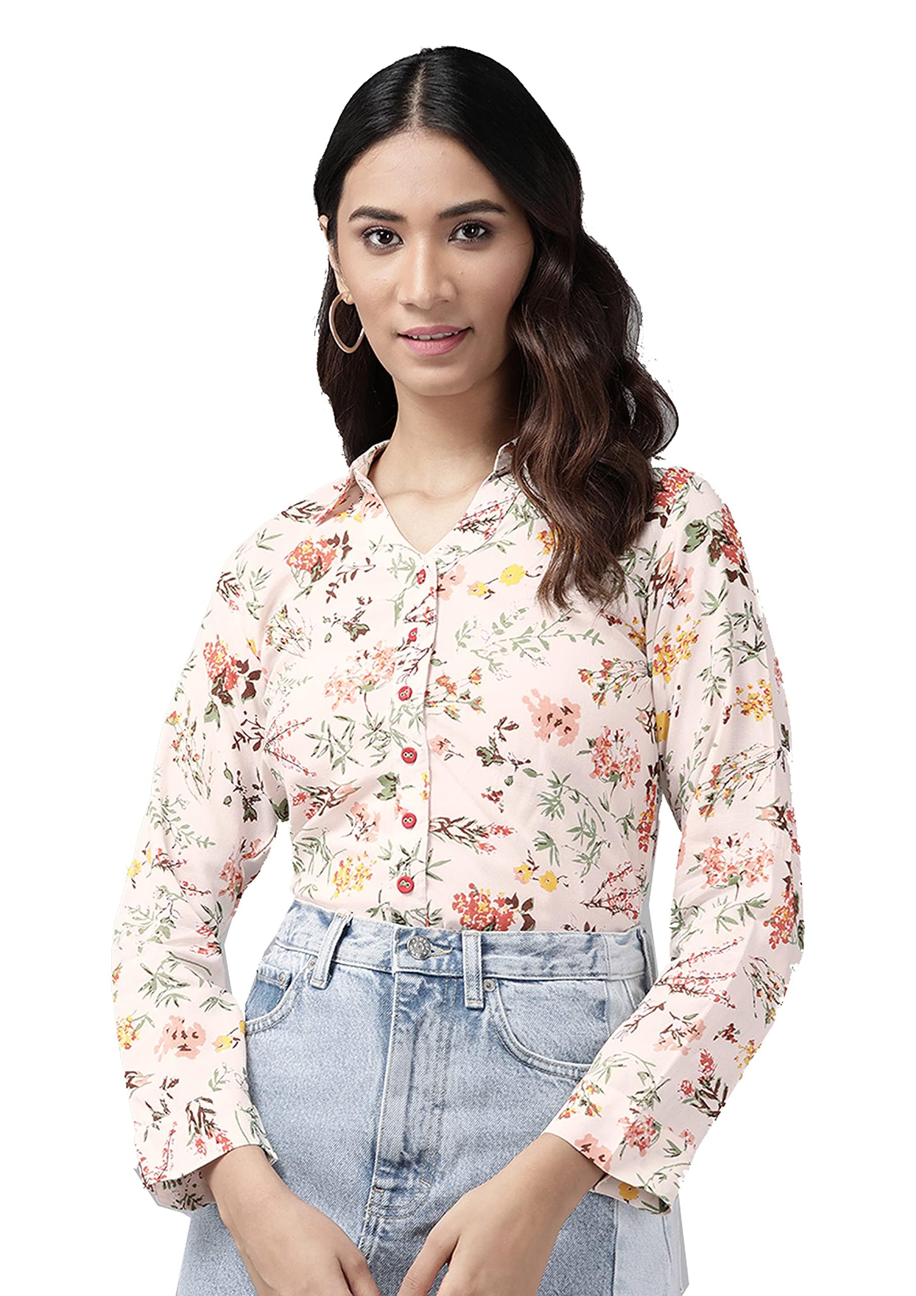 Yash Gallery Women's Rayon Floral Printed Straight Shirt for Women