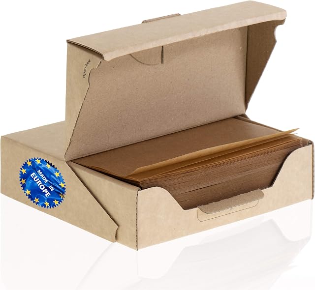 ZeZaZu Unbleached Parchment Paper Squares 14 x 14 cm (500 Sheets) - Made in Europe - for Baking, Hamburger, Diamond Painting Craft I Dual-Sided Coating, Siliconized, Convenient Dispenser Box