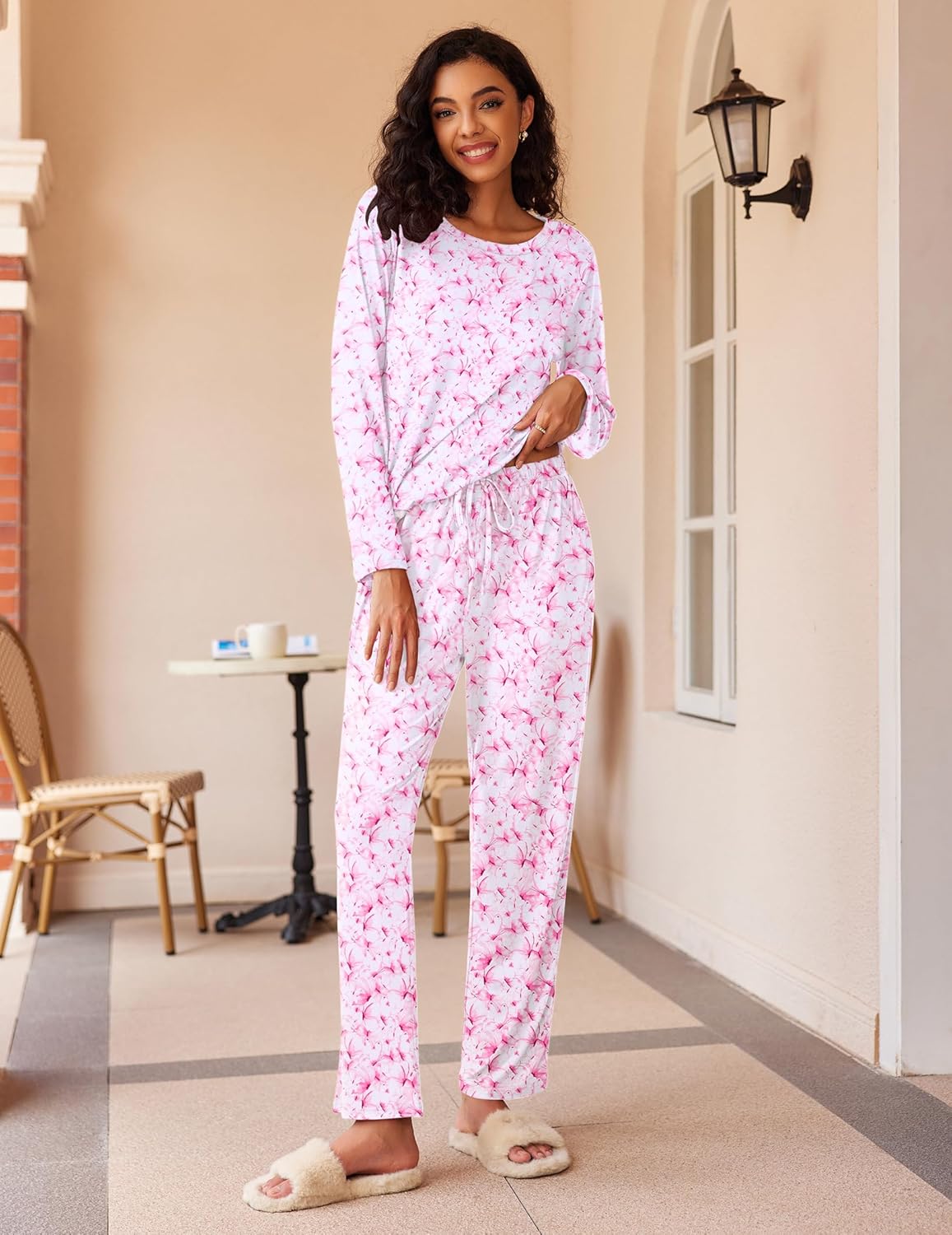 Ekouaer 2 Pack Womens Pajama Sets Long Sleeve Pjs Lounge Set Soft Comfy Sleepwear Winter Loungewear - Image 4