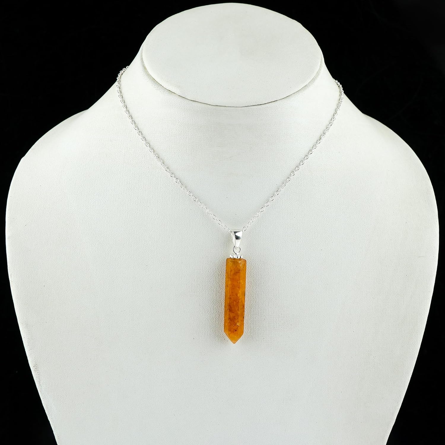 Pencil Pendant Necklace for Women |Natural Healing Crystal Hexagonal Point Reiki Chakra Pendant 15-25 Carat | 8–14 mm Stone | Silver Plated Chain 16+2 Inch Adjustable - Image 4