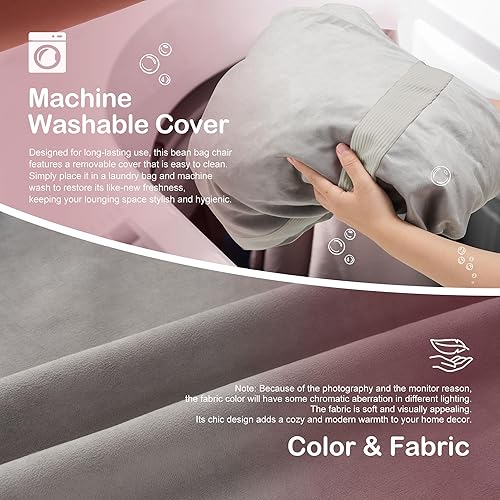 Miniatura 270 de HABUTWAY Puf gigante de 2 pies para adultos, con relleno de espuma viscoelástica, puf grande con funda de terciopelo holandés extraíble para sala de