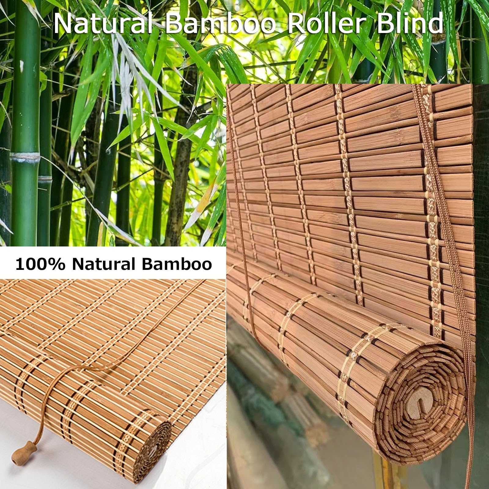 Persiana Enrollable De Bambú para Pergolas De Jardin Exterior, Cortinas Madera Estor Enrollable Natural, Tejida A Mano, Cortinas Privacidad Decoración para Puertas Y Ventanas Balcón