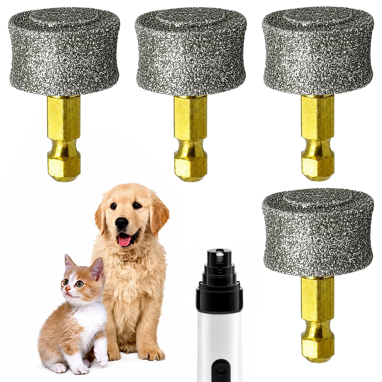 Muanwk 4PCS Dog Nail Grinder Replacement Heads, Dog Nail Grinder Heads