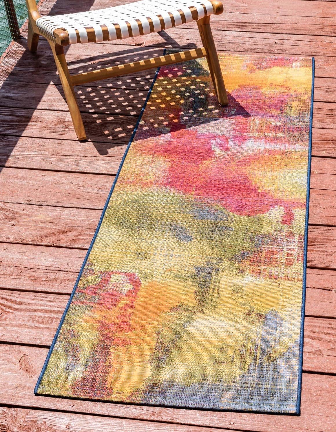 Unique Loom Outdoor Modern Collection Area Rug - Azera (2' 7" x 5' 3" Runner, Multi/ Blue)