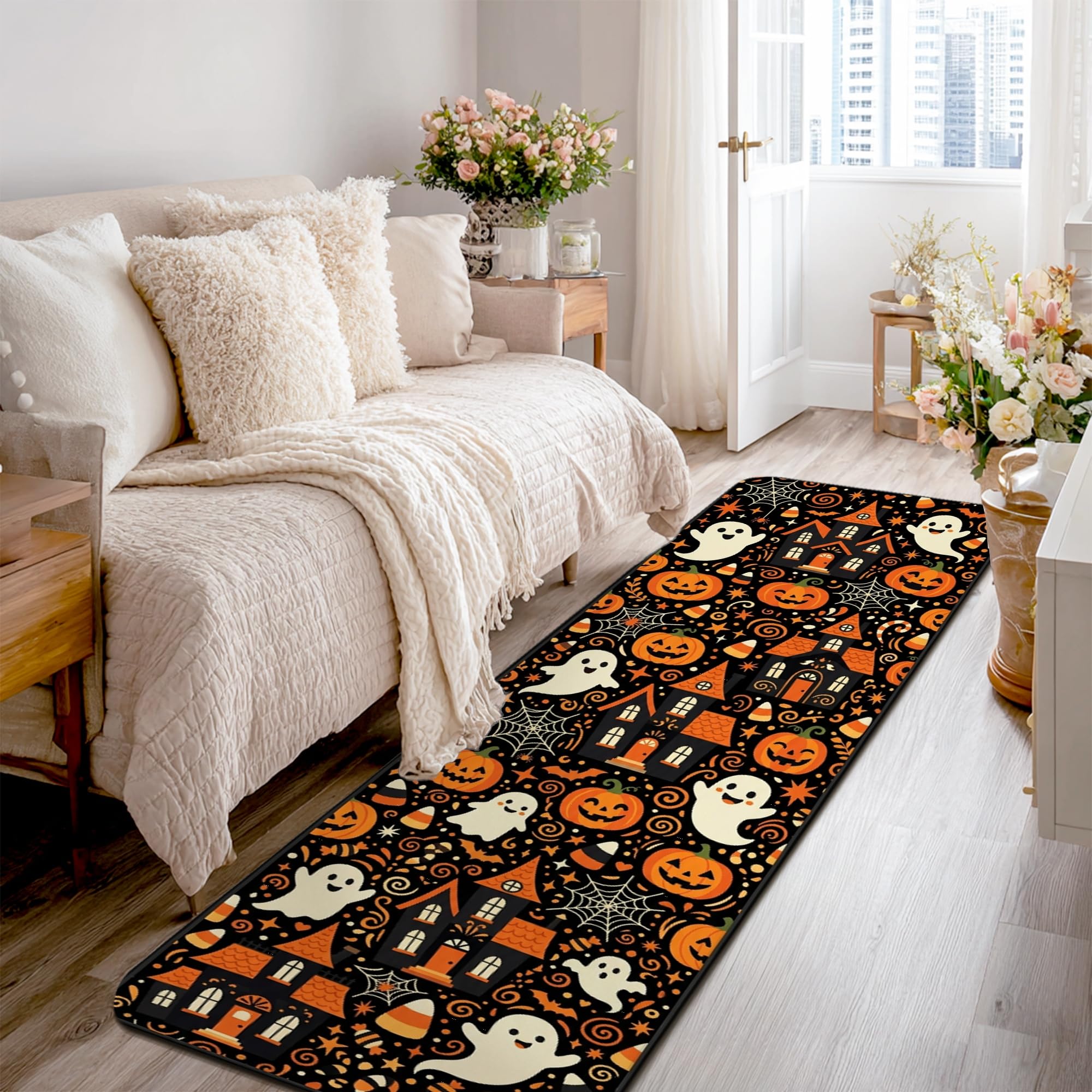 Alfombra cocina Halloween lavable con esponjas que mitiga el suelo frío