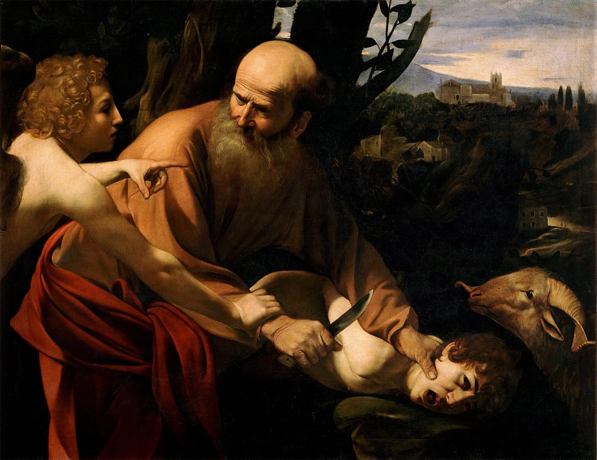 POSTERIIk Vintage Print Pop Art Landscape Artwork Sacrifice of Isaac by Merisi Caravaggio Art Prints for Office Home Decor 60x90cm