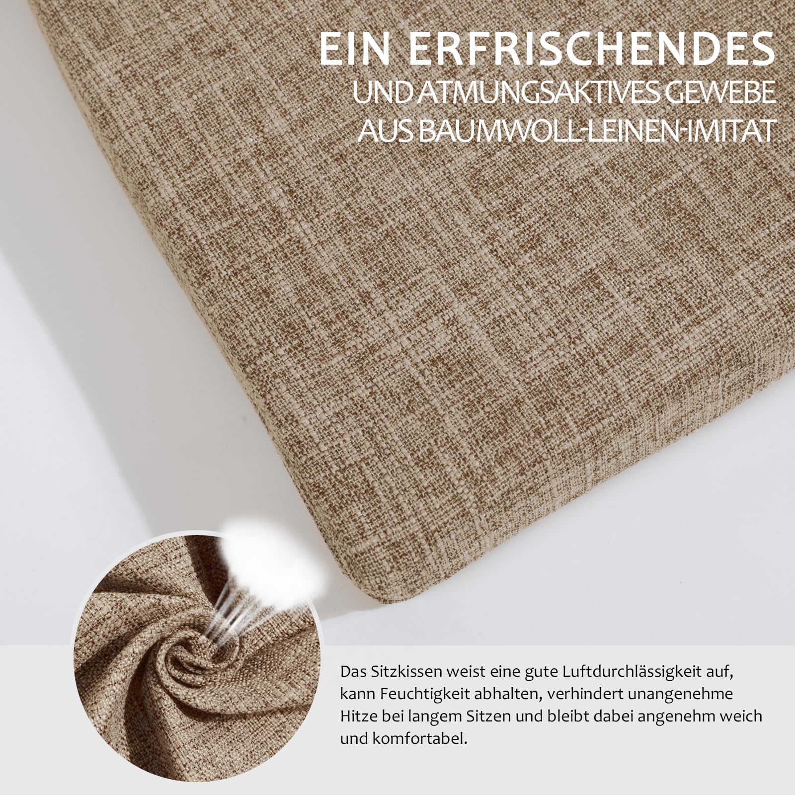 4 pcs Stuhlkissen mit Bändern Waschbare Rutschfestes Sitzkissen rutschfeste Hufeisen Sitzkissen Leinen Memory Baumwolle Kissen Dicke Sitzauflagen Ideal für zu Hause und Gartendekoration42 * 40 * 4cm