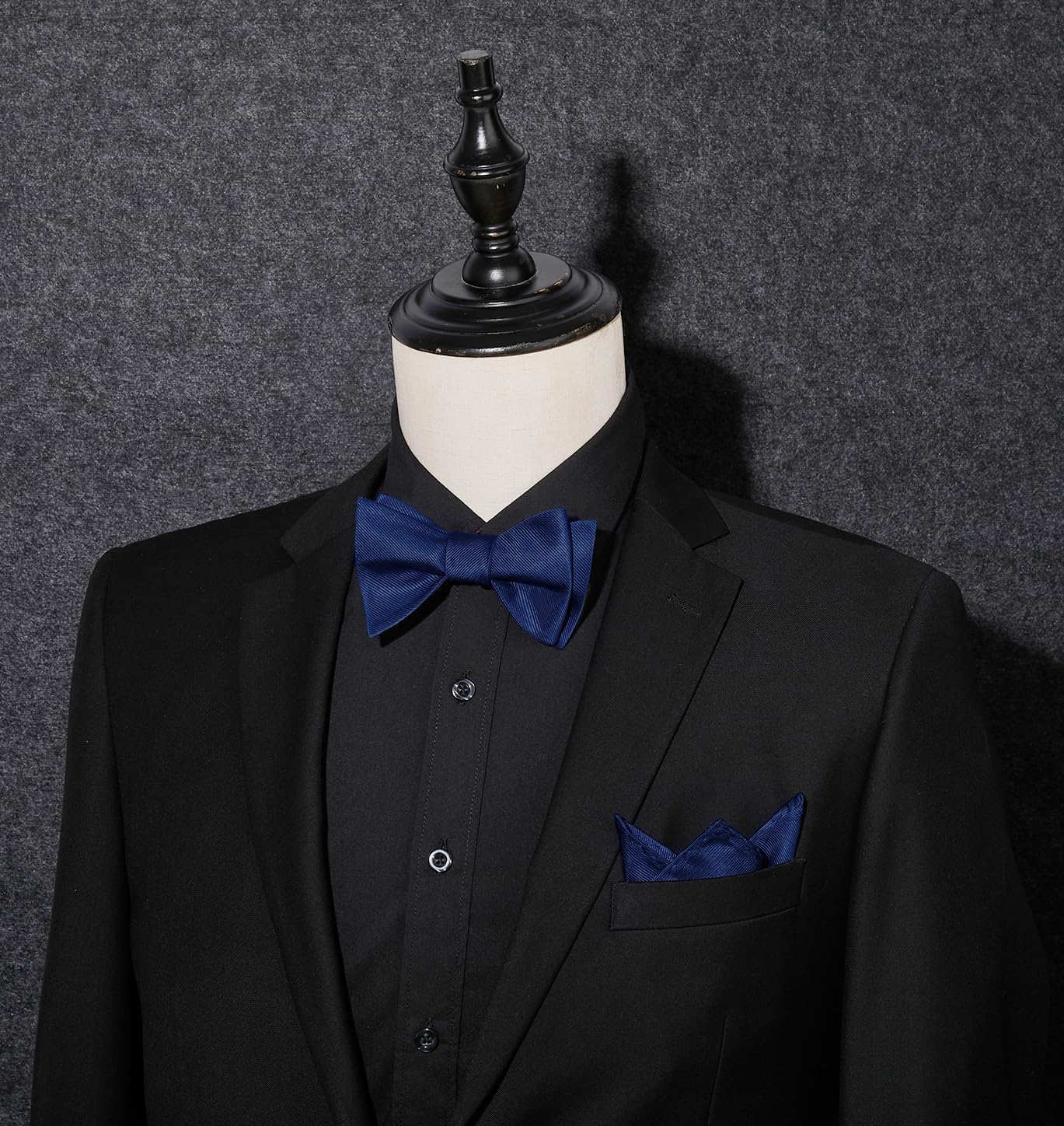 HISDERN Bow Ties for Men Solid Color Self Tie Bow Tie Pocket Square Set Classic Formal Satin Bowties for Tuxedo Wedding Party - Image 4