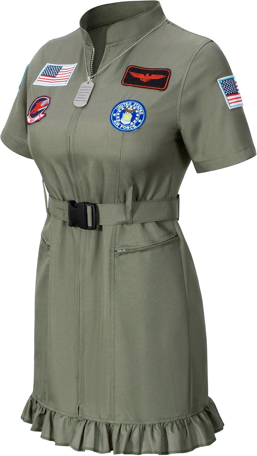 TOKYO REVENGERS Women Fighter Pilot Costume Air Force Flight Dress Halloween Cosplay Costume With Accessories Set - Image 3