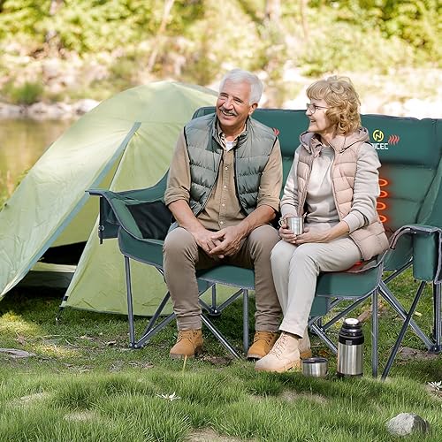 Miniatura 5 de Nice C Silla de camping climatizada con batería, sofá doble calefactado para acampar, sofá biplaza acolchado grueso de gran tamaño, silla de