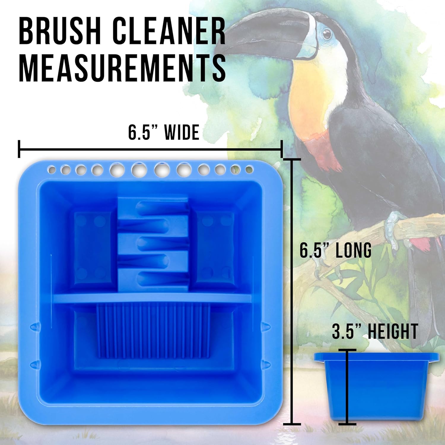 U.S. Art Supply 12-Hole Multi-Function Plastic Paint Brush Cleaner & Paint Brush Holder with Palette Lid, Washer for Acrylic, Watercolor, Oil Paints, Cleans Artist Brushes