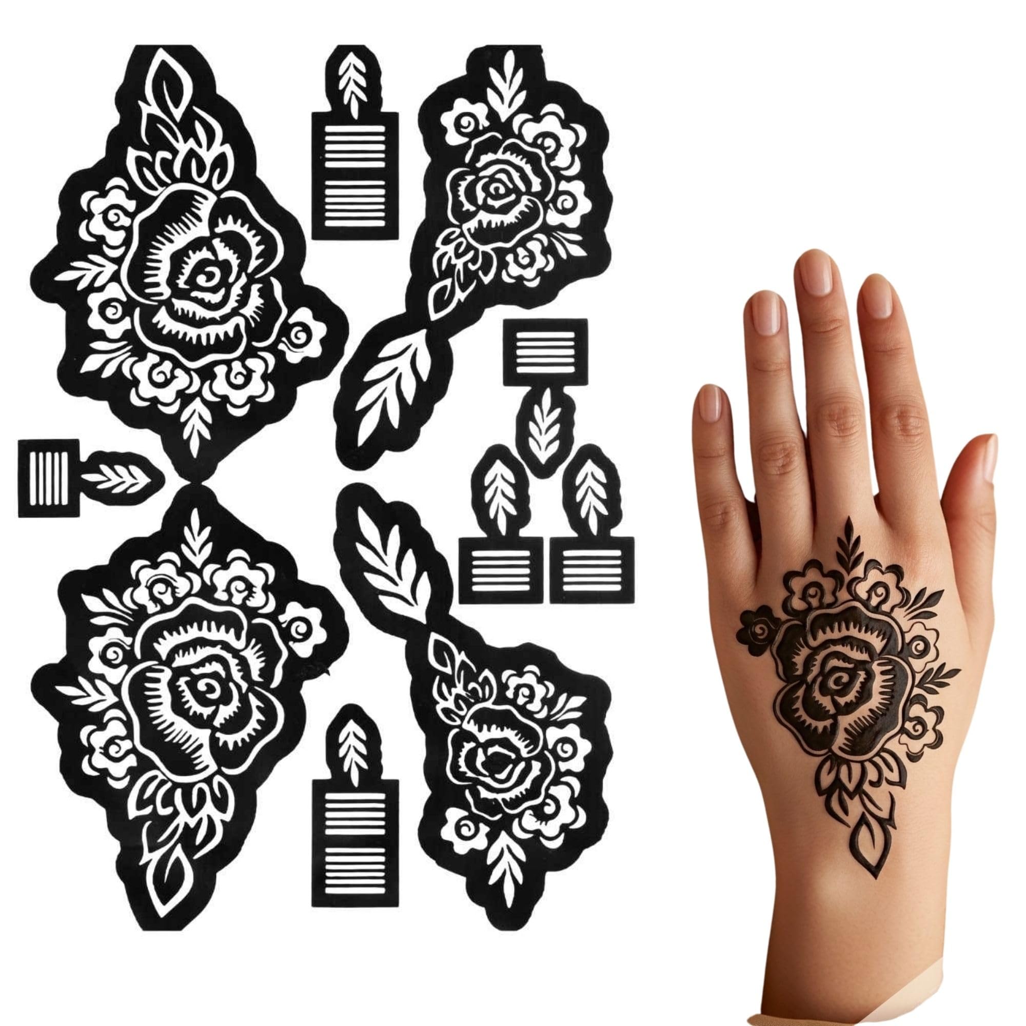 Mehndi Stencil | Easy Henna Tattoo Mehndi Stencil for Hands, Feet & Body | Stylish Mehndi Sticker for Women & Girls | Mehndi Sticker (MSWB056)-image-15