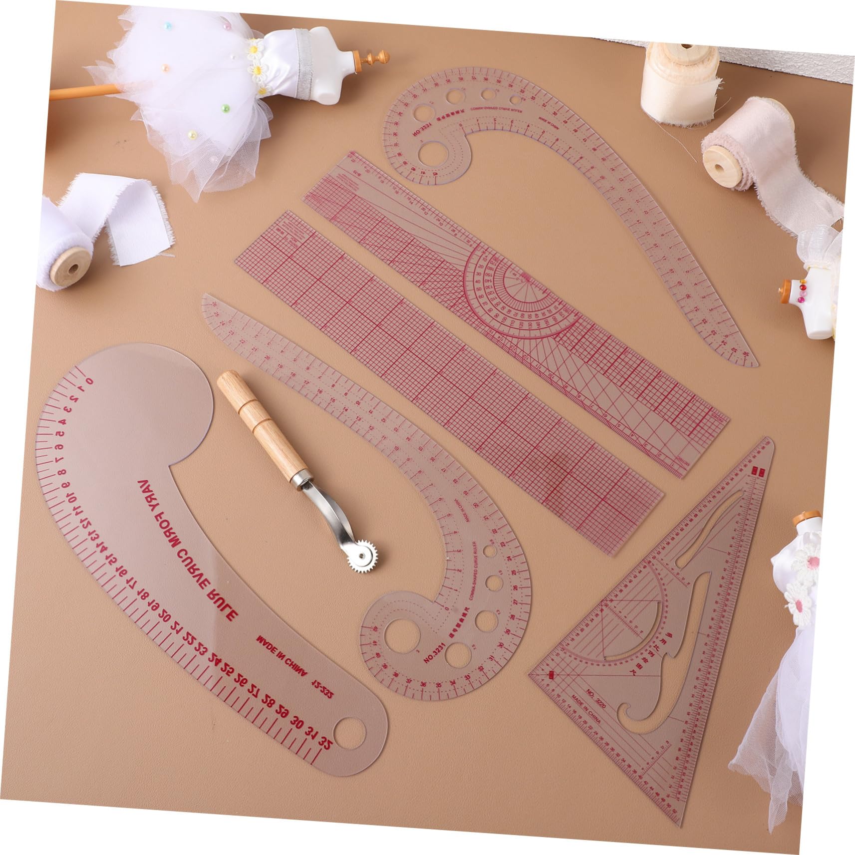 Hohopeti Kurvenlineal Satz aus Kunststoff für Nähen mit Flexiblem Leichtem French Curve Design Nähzubehör zum Schneiden und Vorlagen Erstellen