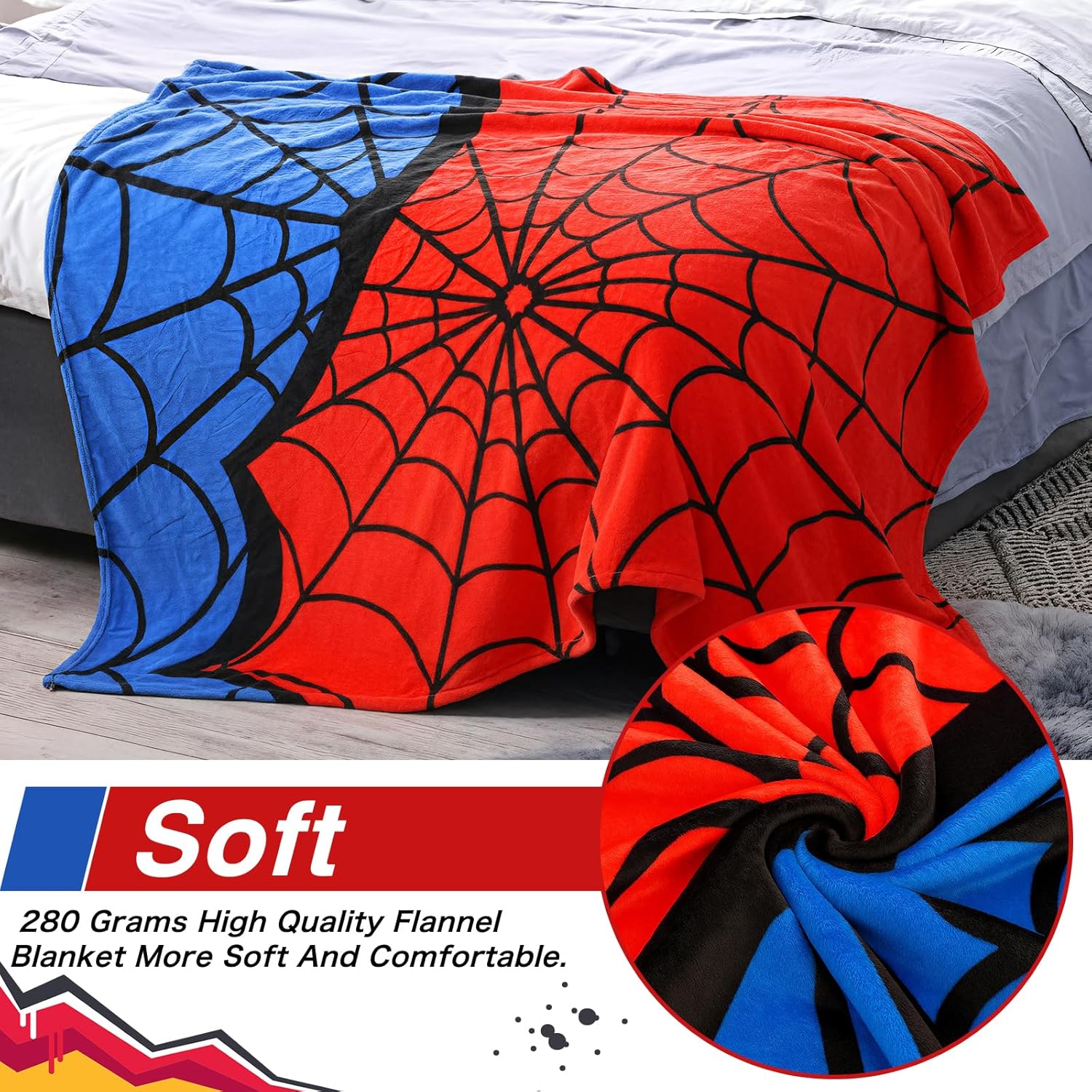 Spider Throw Blanket 51 X61 inches Soft Lightweight Bedding Comfy Winter Warm Throw Blanket for Adult Birthday Spiderweb Blankets Quilt for Bed Sofa Chair Couch - Image 3