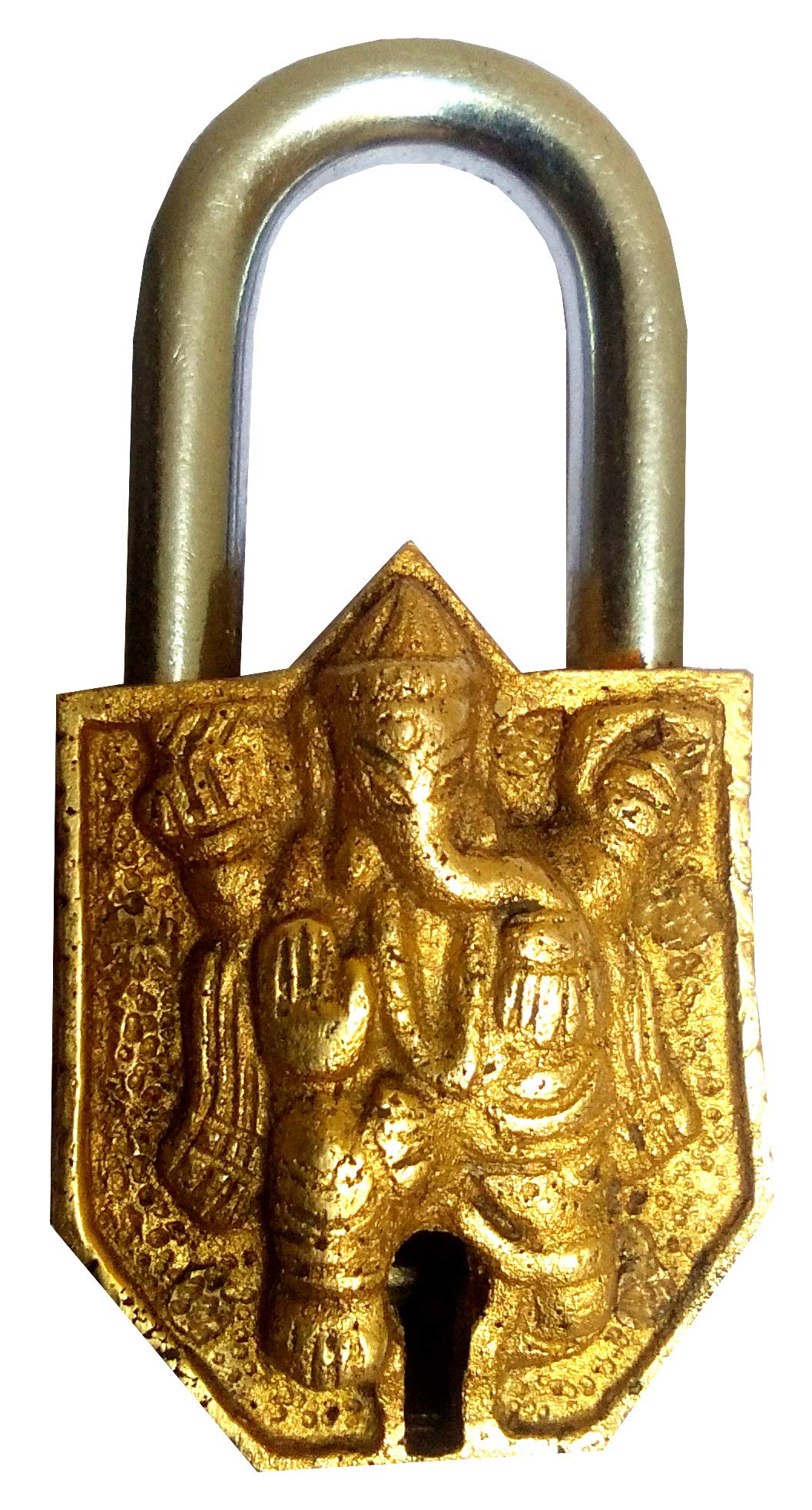 Purpledip Candado de latón Lord Ganesha: diseño vintage pequeño candado de seguridad (11835)