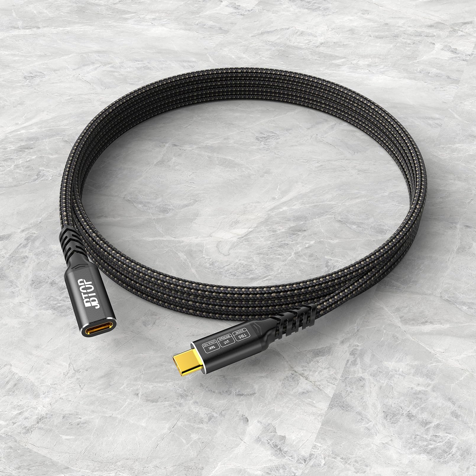 Kabel przedłużający USB C 80 Gb/s, 1 m, ładowanie 240 W/80 Gb/s/video 16K USB 4.0 typu C, męski na żeński do laptopa, tabletu, telefonu komórkowego i innych