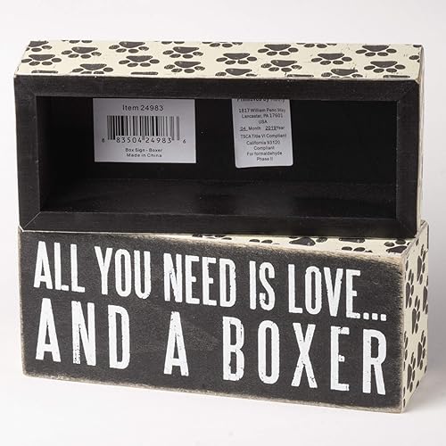 Miniatura 2 de Primitives by Kathy 24983 Cartel de caja recortada con estampado de patas, 5 x 6 pulgadas, diseño de boxeador