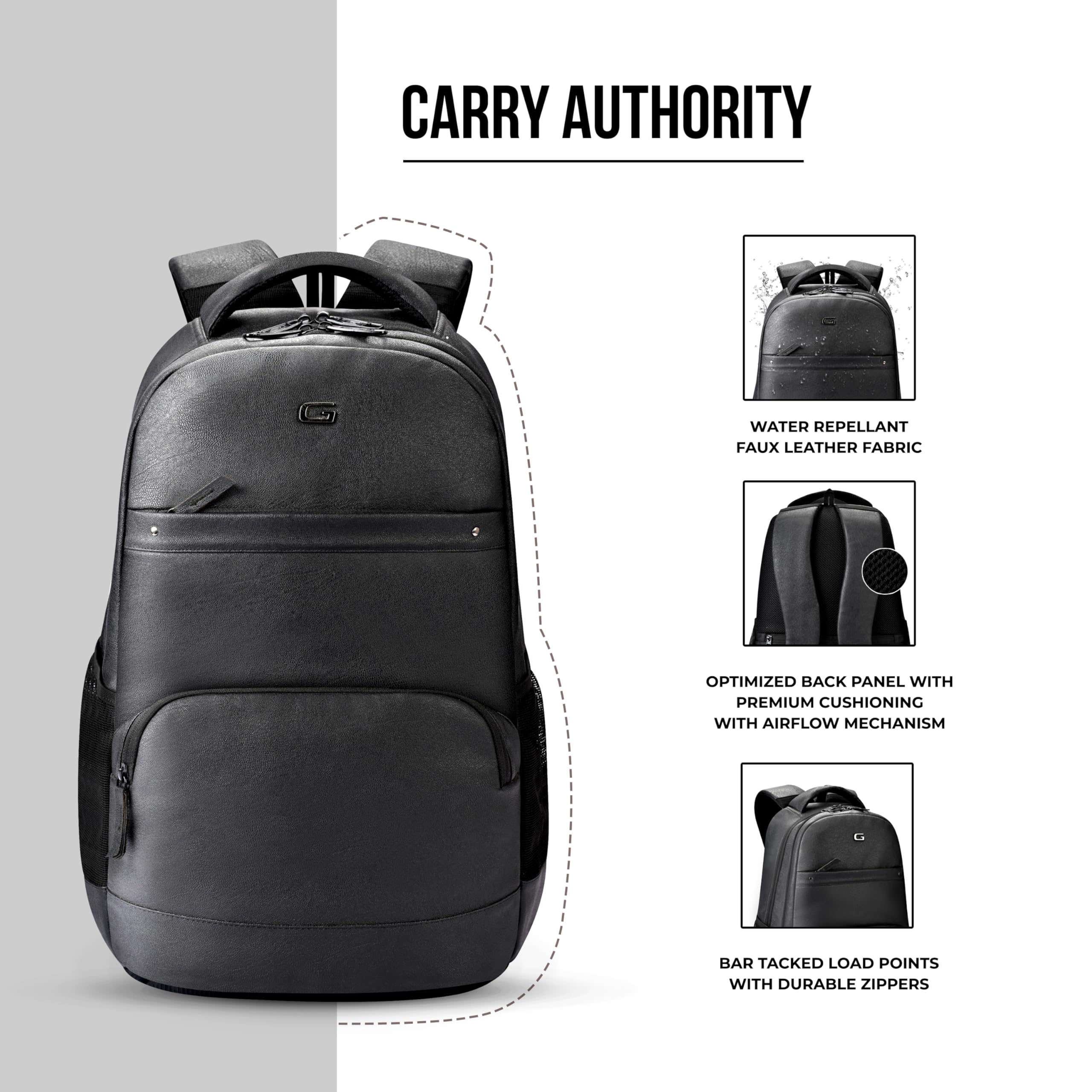 Gear Vintage2 Anti Theft Faux Leather 28 Ltrs Black Laptop Backpack (LBPVG2LTH0101) 1