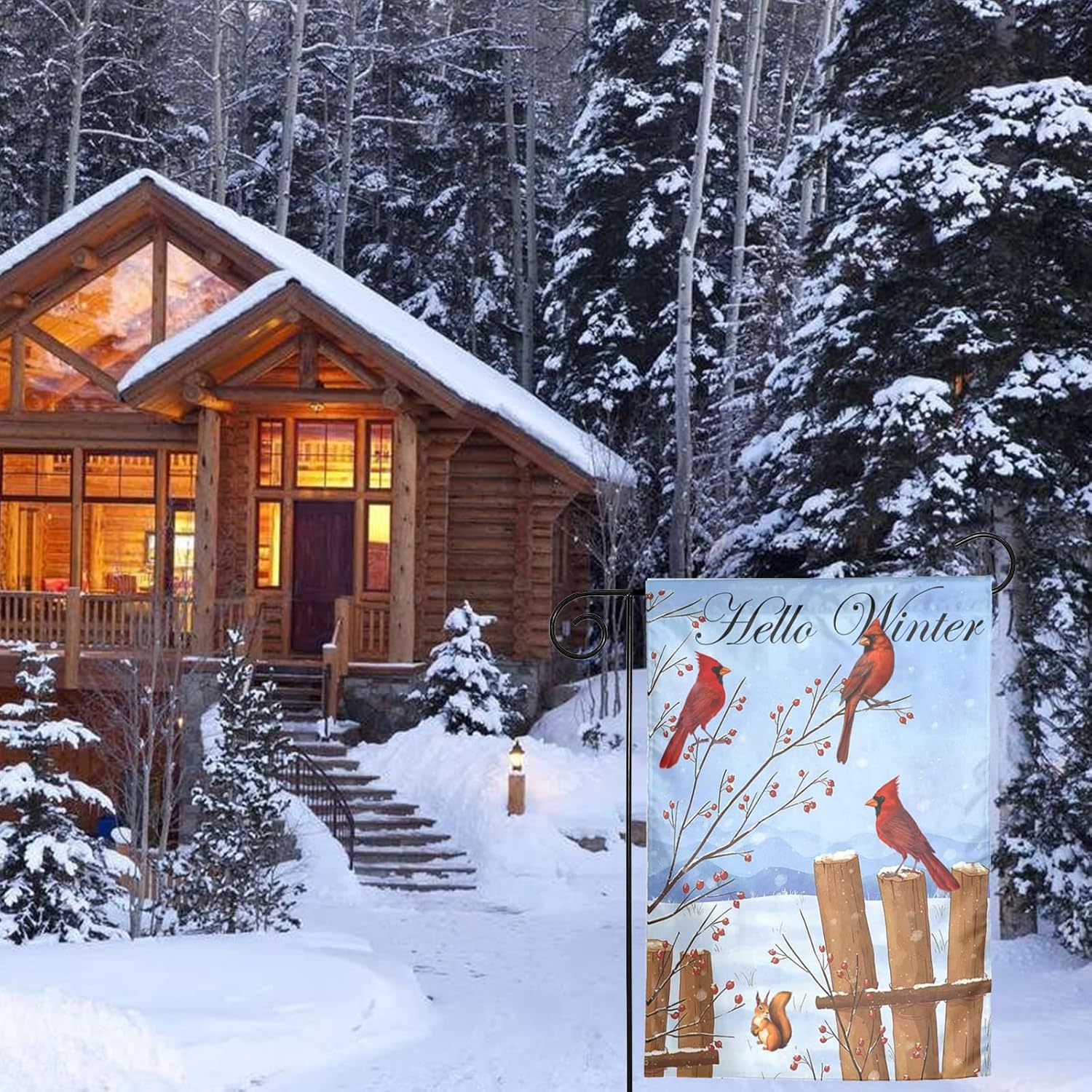 Winter Cardinal Bird Garden Flag, Double Sided Christmas Snowflak Home Yard Flag Weather Resistant Welcome Seasonal Outside Decorative Flag for Patio Lawn Home Courtyard 12x18inch - Image 4