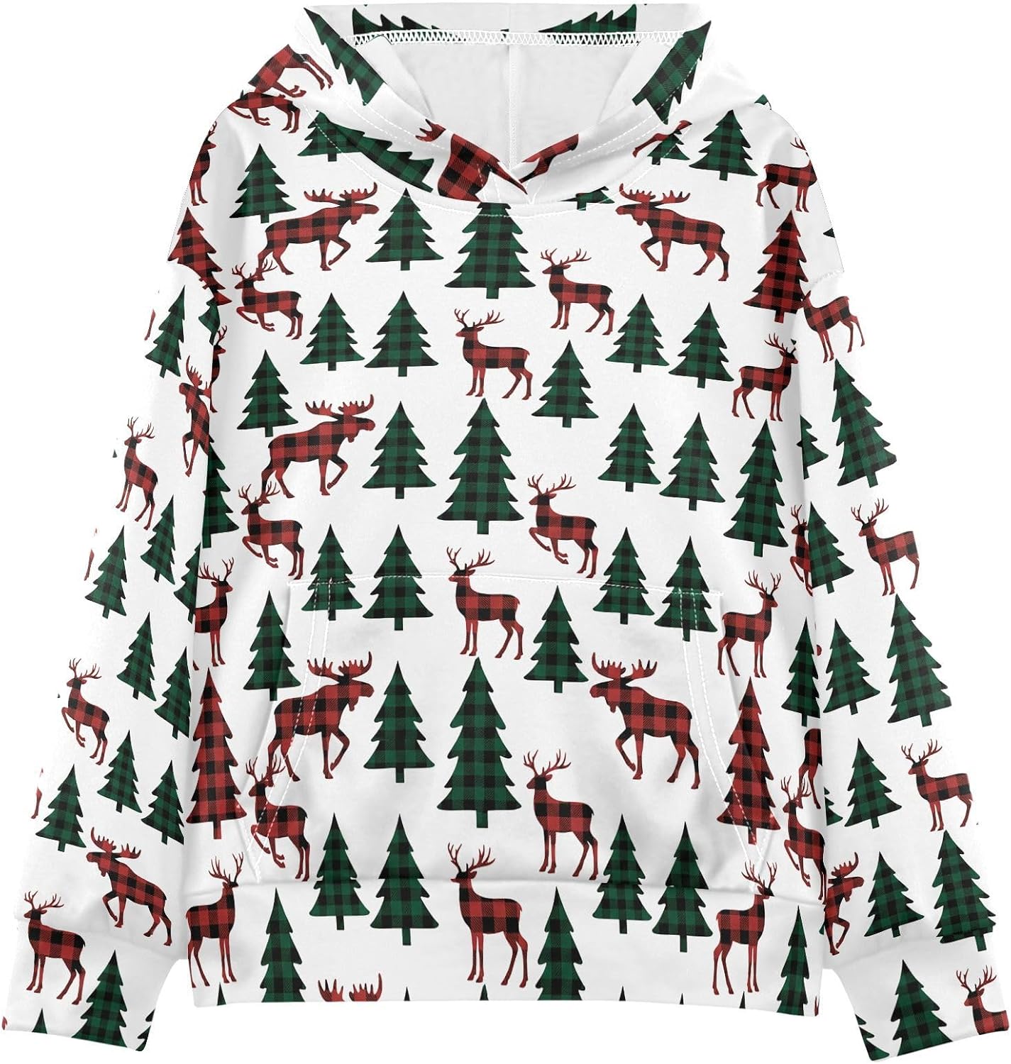 Christmas Tree Moose Toddler Girls Pullover Hoodie Sweatshirt 4-14Y A2309189
