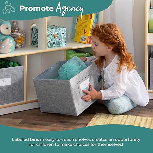 Miniatura 8 de Guidecraft EdQ - Librero para casa de muñecas, color blanco estantería para niños con contenedores de almacenamiento para muñecas, libros, juguetes