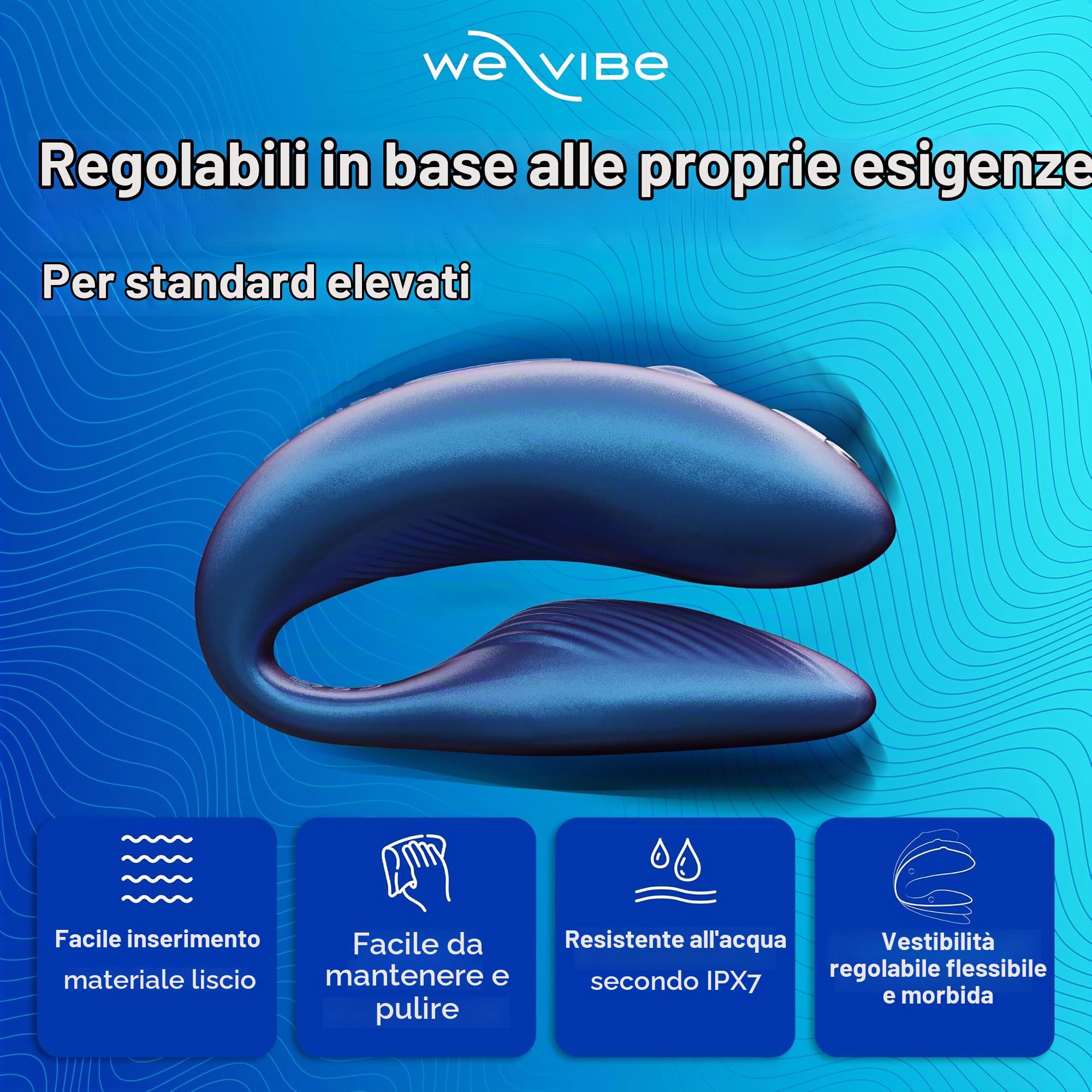 We-Vibe Chorus Vibratore per Coppie - Sex Toy per Uomo Donna - Punto G e Clitoride - con Telecomando Squeeze e Controllo App - Impermeabile