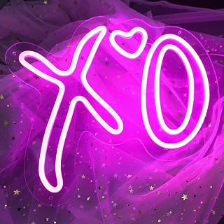 Letreros de neón XO Heart, letreros de luz de neón para decoración de pared, letreros LED XO de color rosa, luces de neón regulables para dormitorio, letrero iluminado con alimentación USB para sala