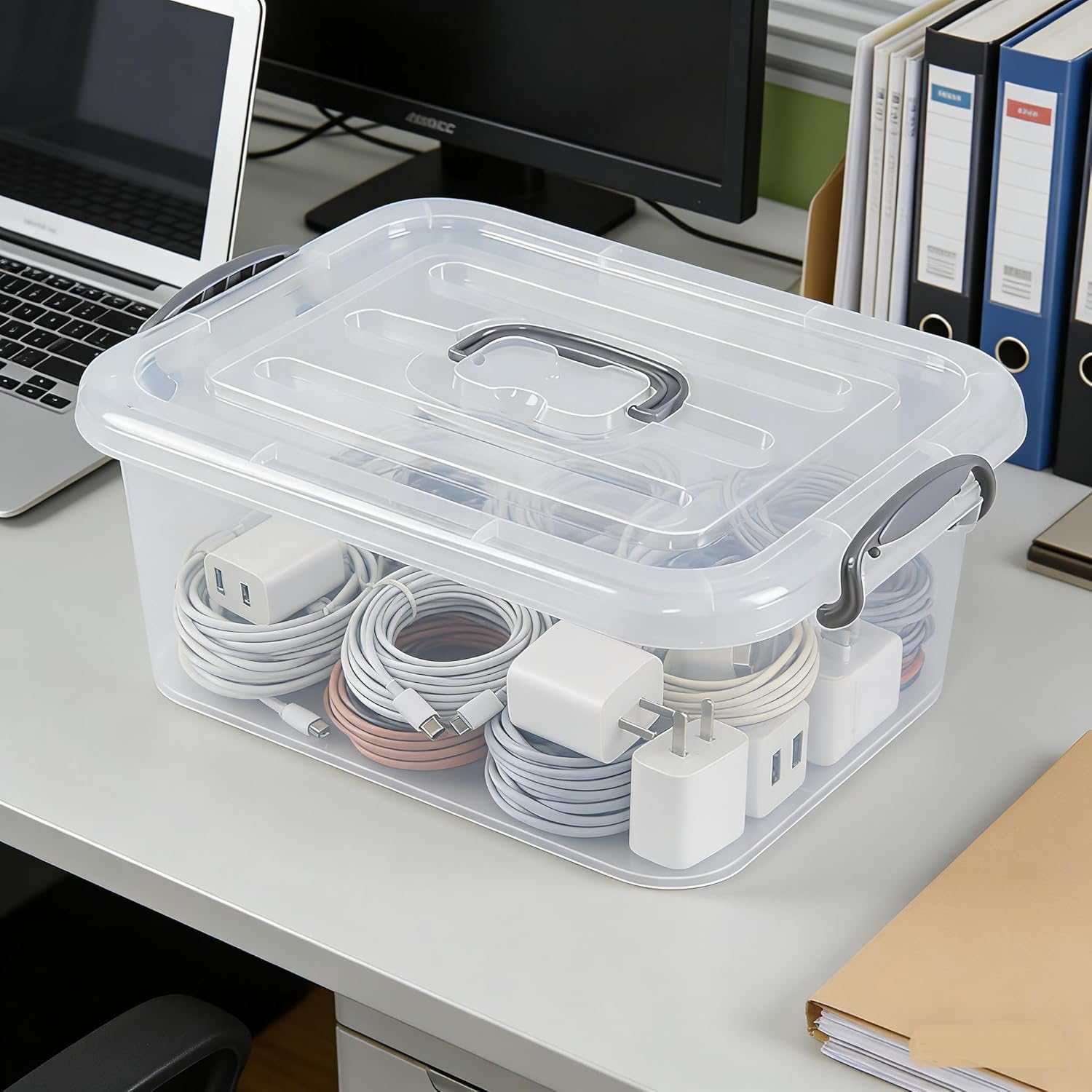 2 Packs Plastic Storage Box, Clear Latching Storage Bin with Lids/Handles, 8 L - Image 4