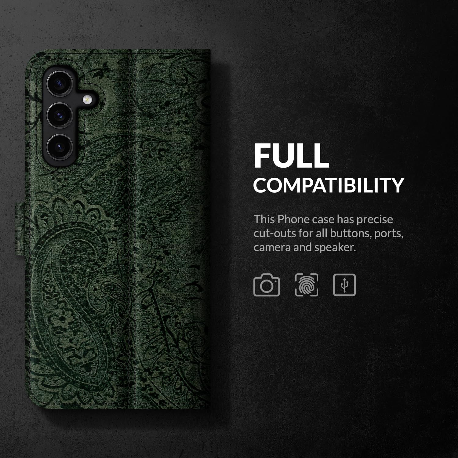 SURAZO Leather Wallet Mobile Phone Case Compatible with Samsung Galaxy A25 - Flip & Fold Smartphone Case with Stand RFID Blocker, Magnet Closure, 3 Slots for Bank Cards - Handcrafted European Leather