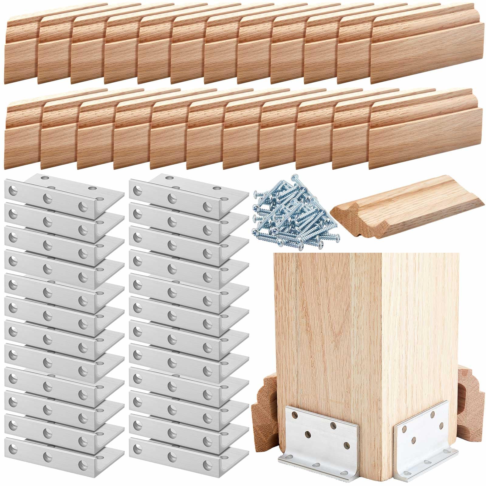 Blulu 6 Set 3-1/2" Newel Post Mounting Kit Deck Stair Floor Installation
