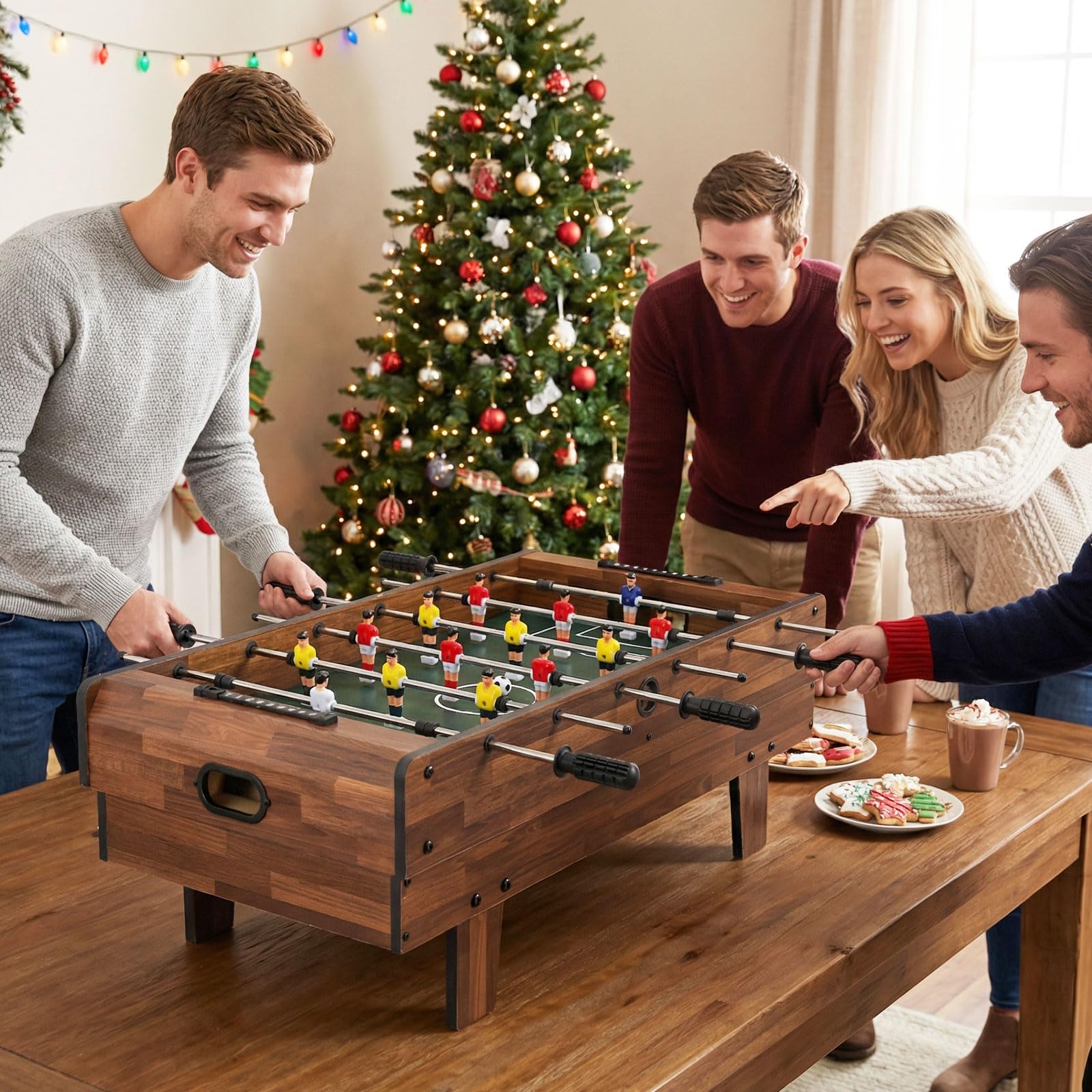 RELAX4LIFE 4 in 1 Tavolo Multigioco con Calcio Balilla, Biliardino, Ping pong e Hockey ad Aria, per Bambini e Adulti, Casa Ufficio Bar, 81 x 43 x 30,5 cm