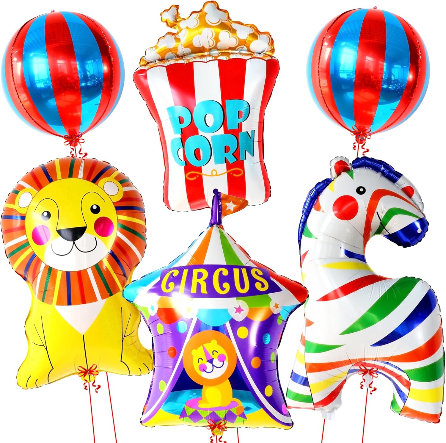 KatchOn, Circus Balloons for Carnival Decorations - Pack of 6 | Carnival Balloons for Carnival Party Decorations | Popcorn balloons, Circus Theme Party decorations | Carnival Games