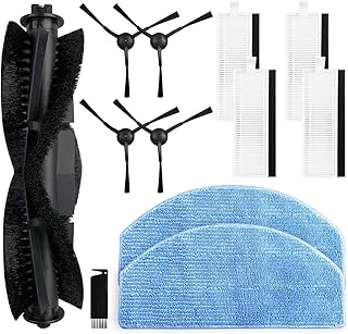 lvtengai Replacement Parts Compatible with Tikom G8000, G8000 Pro, Honiture G20, G20 Pro, Laresar Evol 3 Robotic Vacuum Cleaner, 1 Main Brush, 4 Side Brushes, 4 Hepa Filters, 2 Mop Cloths
