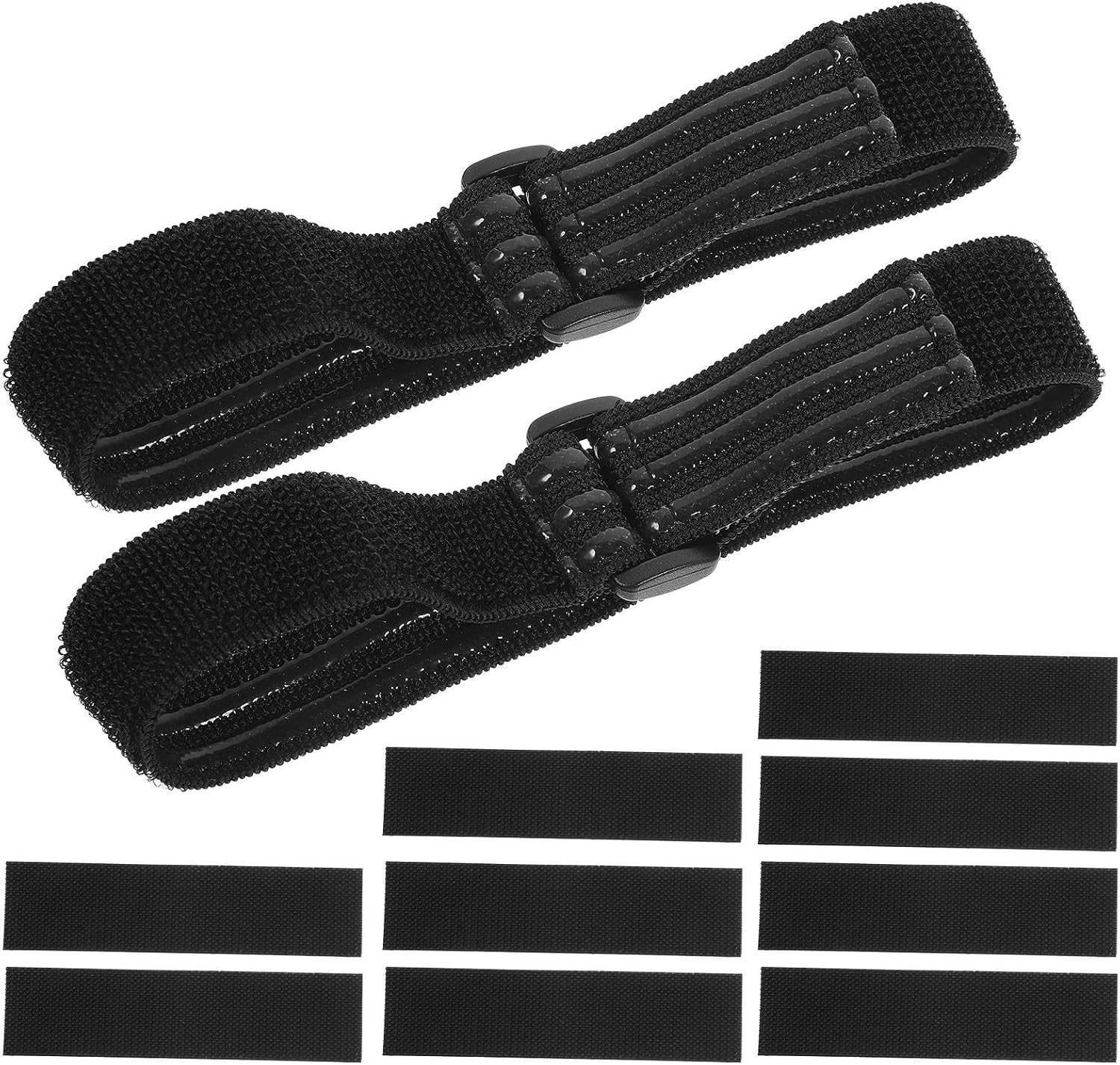 Black Elastic Boot Fixing Straps Polyester Adjustable Reusable for Boots | 2 Straps with 30 Adhesive Pieces, 2.5x45cm Size, Easy to Use and Won’t Damage Boots