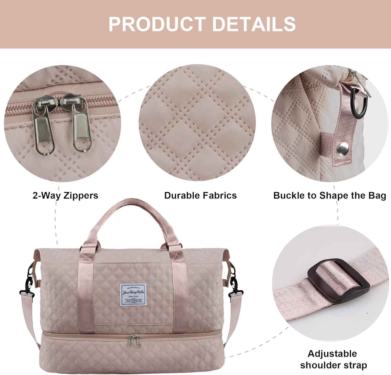 Travel Duffel Bag Weekender Overnight Bag for Women Carry On Gym Bag Travel Essentials - Image 5