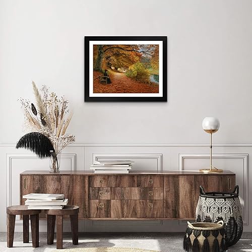 Miniatura 3 de Cabaña perdida un camino boscoso en otoño por Hans Andersen Brendekilde  Impresión enmarañada en marco plano negro  Reproducción de pinturas de