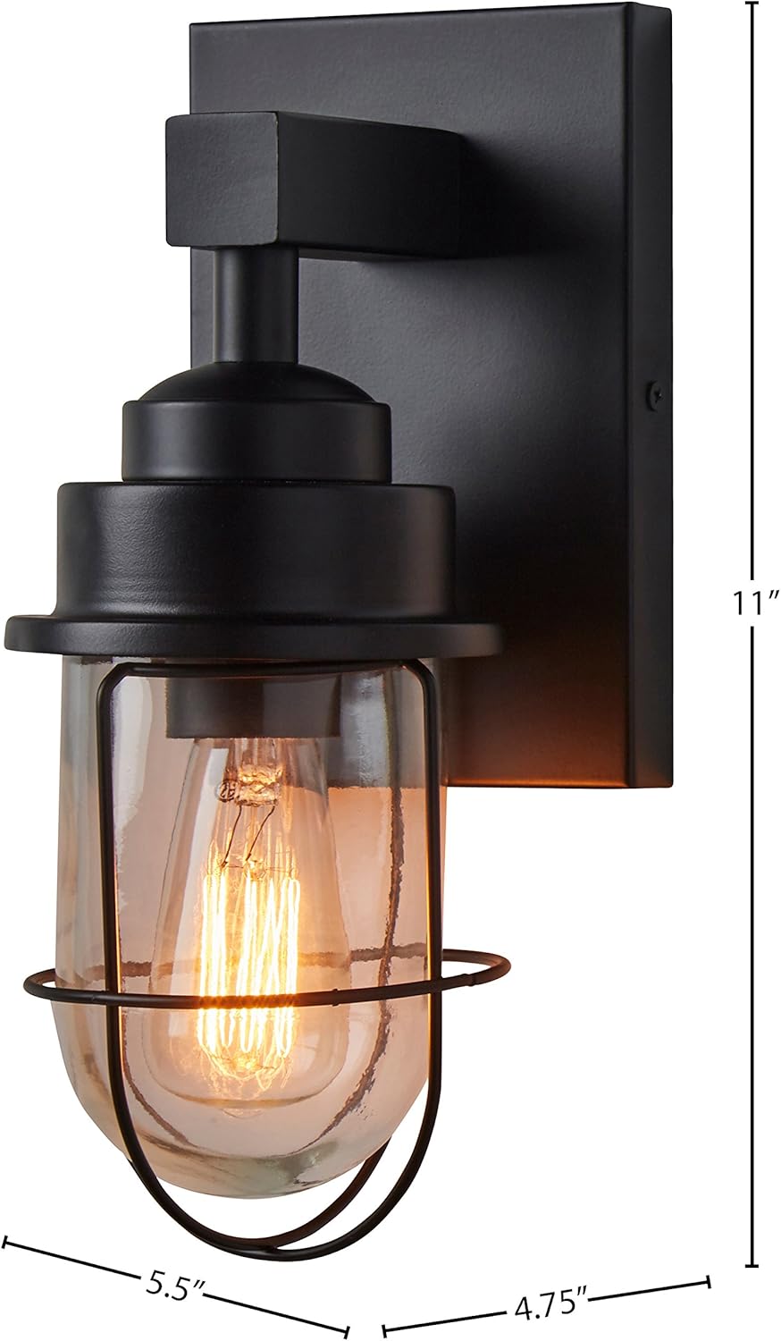 Hot Deals Amazon Brand – Stone & Beam Jordan Industrial Farmhouse Indoor Wall Mount Cage Sconce Fixture With Light Bulb - 5.5 x 74.75 x 11 Inches, Black