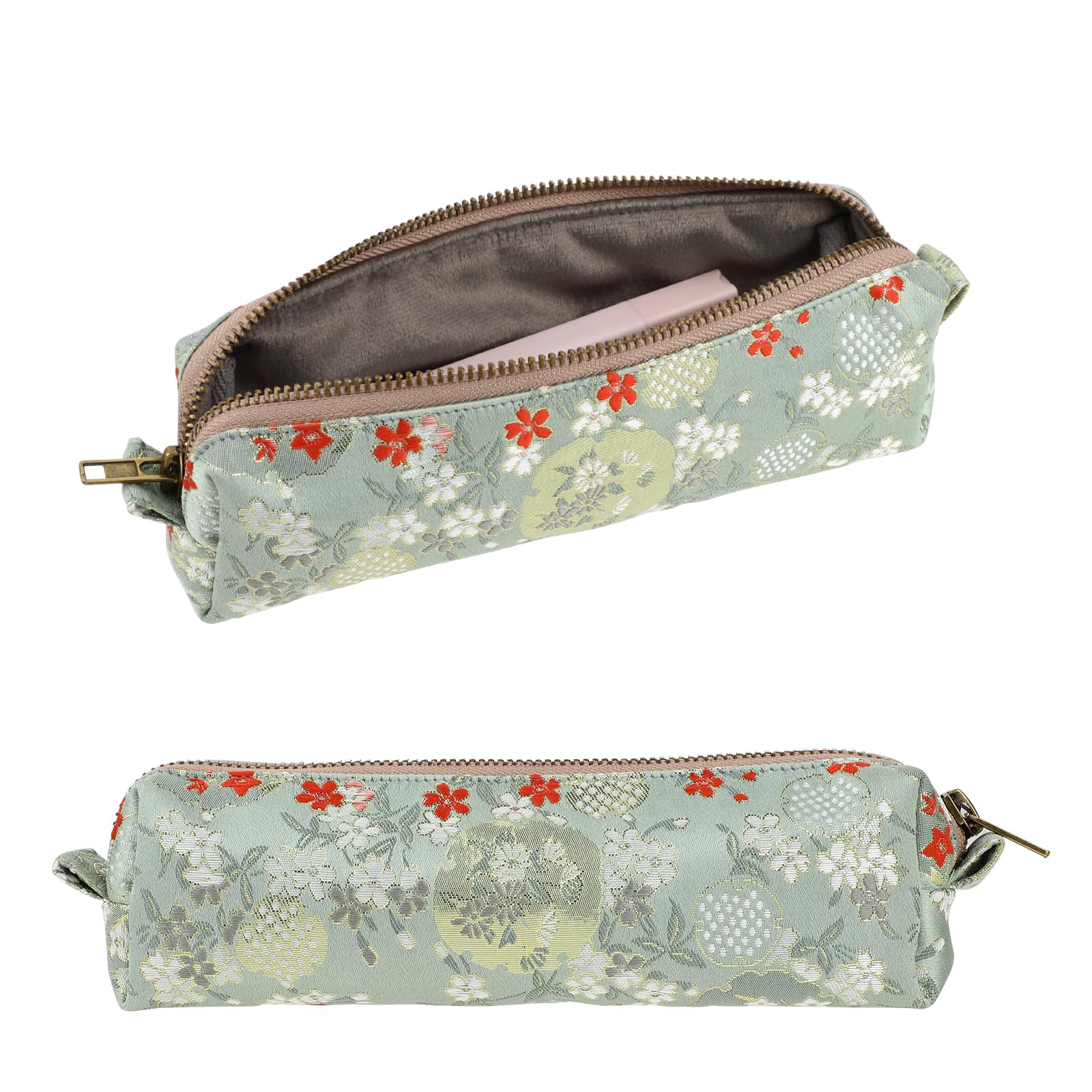 Molain Estuche, Bolsa de Papelería Portátil, Estuche Cosmético Monedero Estuche de Lápices Pequeño Bordado de Margarita Bolsa de Papelería de Oficina con Cremallera Organizador Bolsa Cosmética (verde)