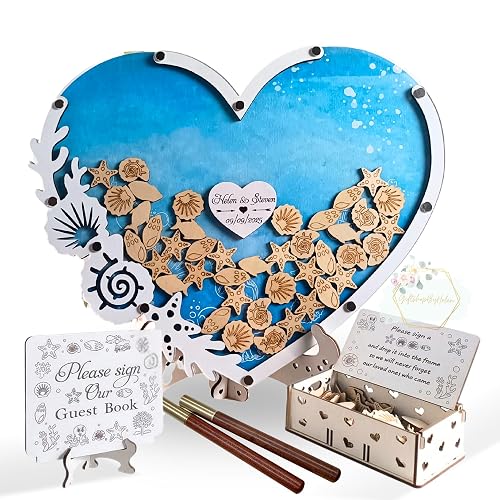 Personalized Beach Wedding Guest Book Alternative, Seashell Heart Drop Box