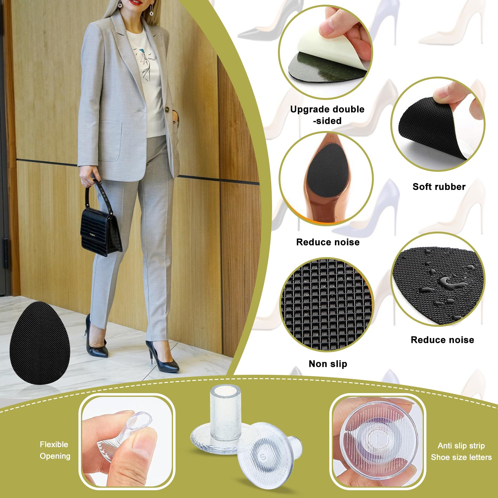 36 protezioni per il tallone XS/S/M/L con suola antiscivolo, antiscivolo e impedisce la caduta della suola per scarpe sportive, tacco alto
