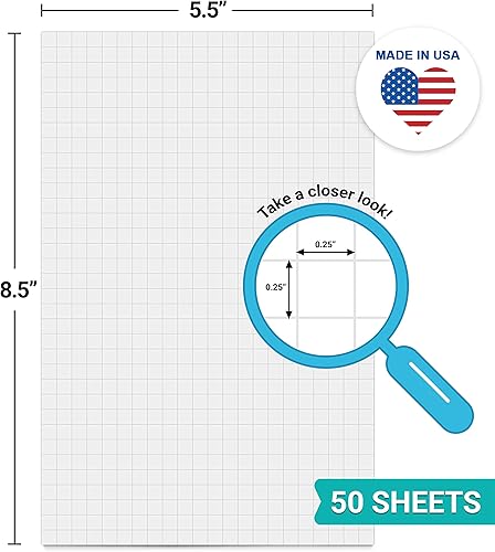 Miniatura 9 de 321Done Bloc de notas de papel de cuadrícula de puntos de doble cara, cuadrícula de 0.20 pulgadas, 8.5 x 11 pulgadas, fabricado en los Estados