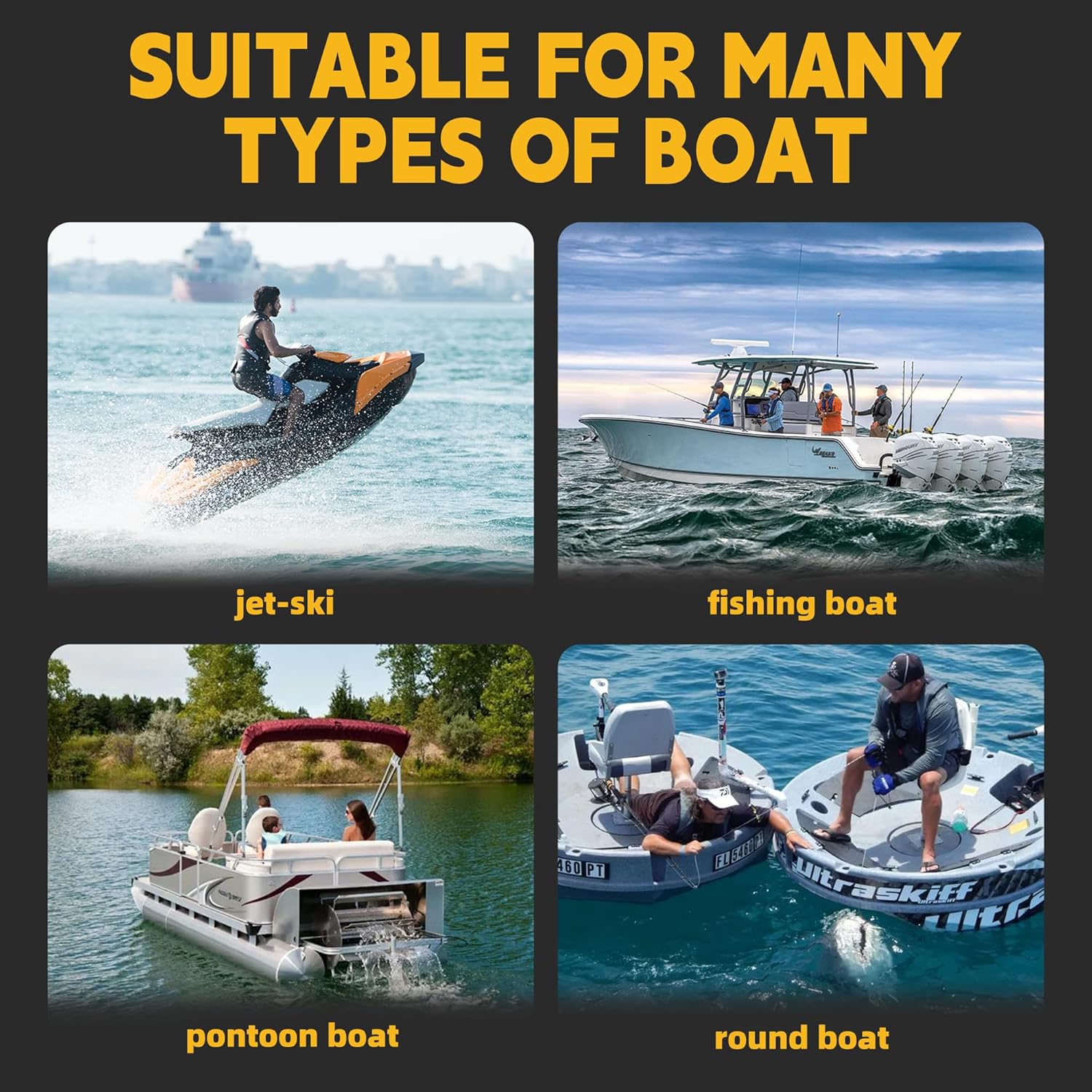 Boat Seat Pedestal Mount Kit, Boat Seat Pedestals and Bases, 3/4 inch Pin Post, 7 x 7 inch Base Plate, for Pontoon Fishing Bass Boats