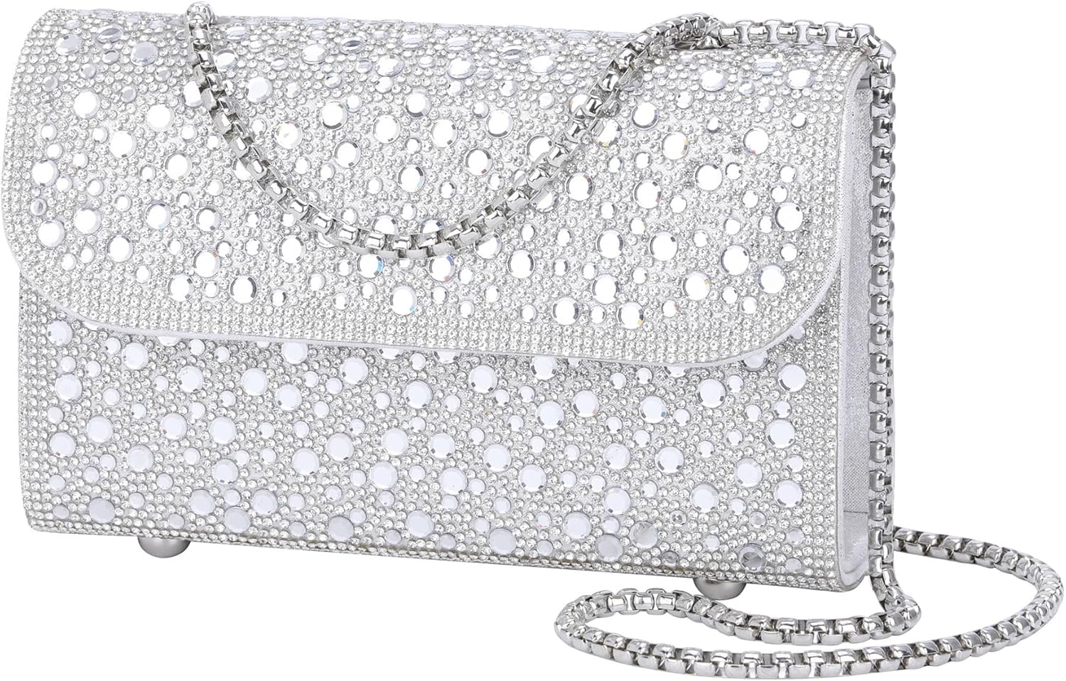 FALETO Evening Bag for Women Sparkly Shoulder Bag Rhinestone Clutch Purse with Detachable Chain