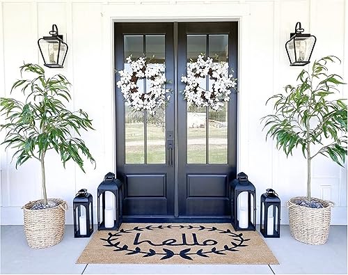 Miniatura 5 de Calloway Mills 121813048 Calico Hello Felpudo de 30 x 48 pulgadas, naturalnegro