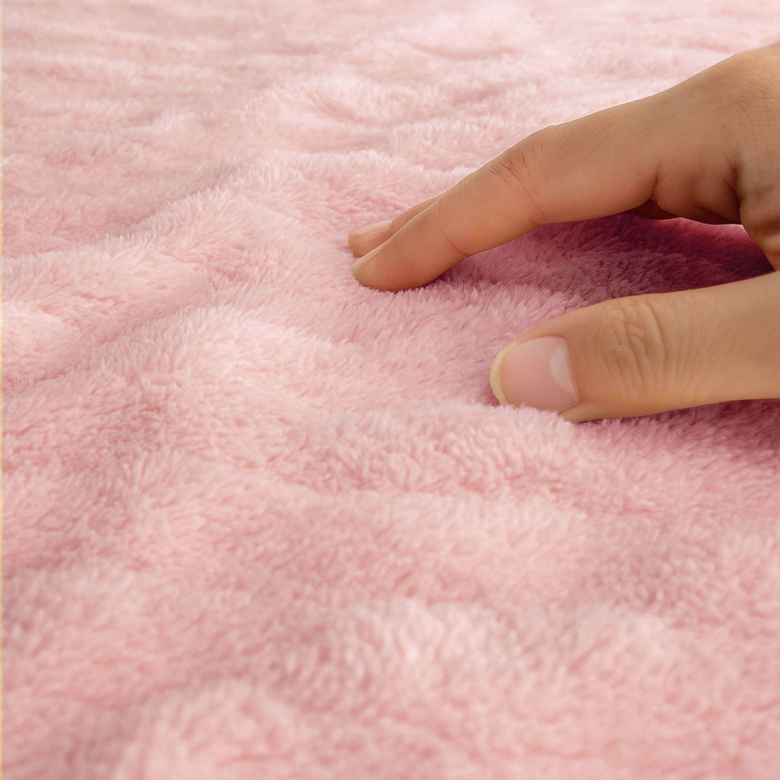 Manta Borreguito Reversible 220 x 240 cm – Sherpa de Franela Suave y Cálida con Diseño a Rayas, Manta Gruesa y Transpirable para Invierno (Rosa Palo)
