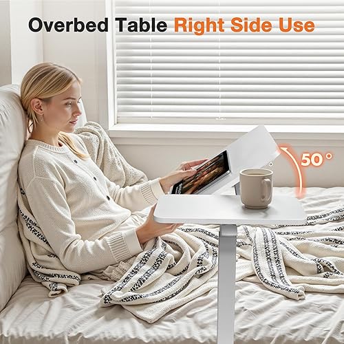 Miniatura 11 de Sweetcrispy Escritorio pequeño de pie con altura ajustable, soporte móvil para laptop con ruedas, estación de trabajo portátil para computadora con