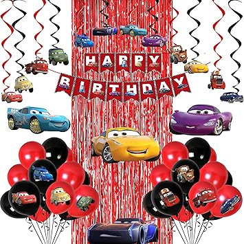 Party Propz Car Theme Decoration for Birthday Combo - 46Pcs Kit for Boys - Birthday Decoration for Boys Theme/ Happy Birthday Decoration Kit for Boy
