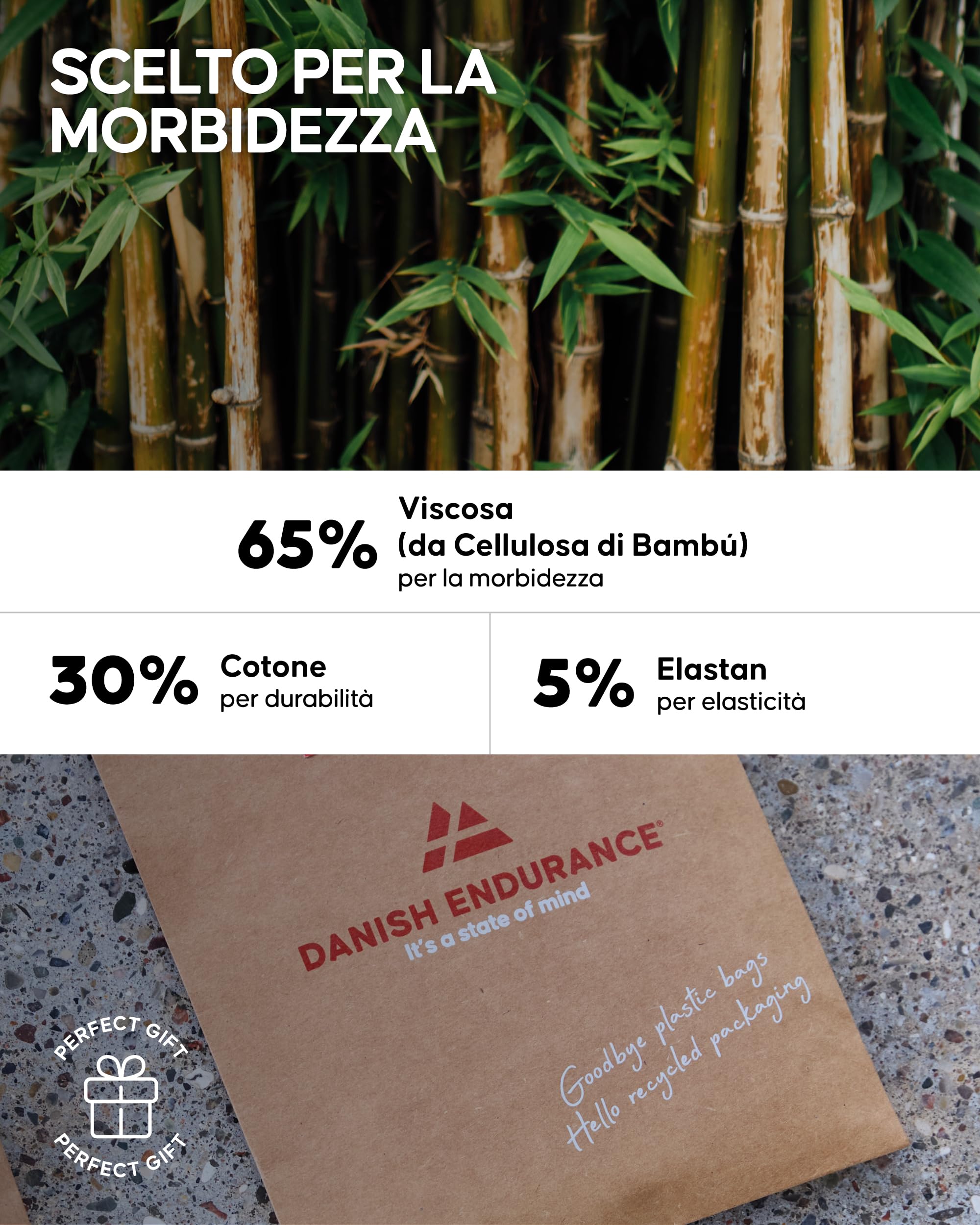 DANISH ENDURANCE Boxer Uomo in bambù Ultra Morbido, Mutande Boxer Bamboo Comodi, Traspiranti, con o Senza Patta Frontale, 3 Paia