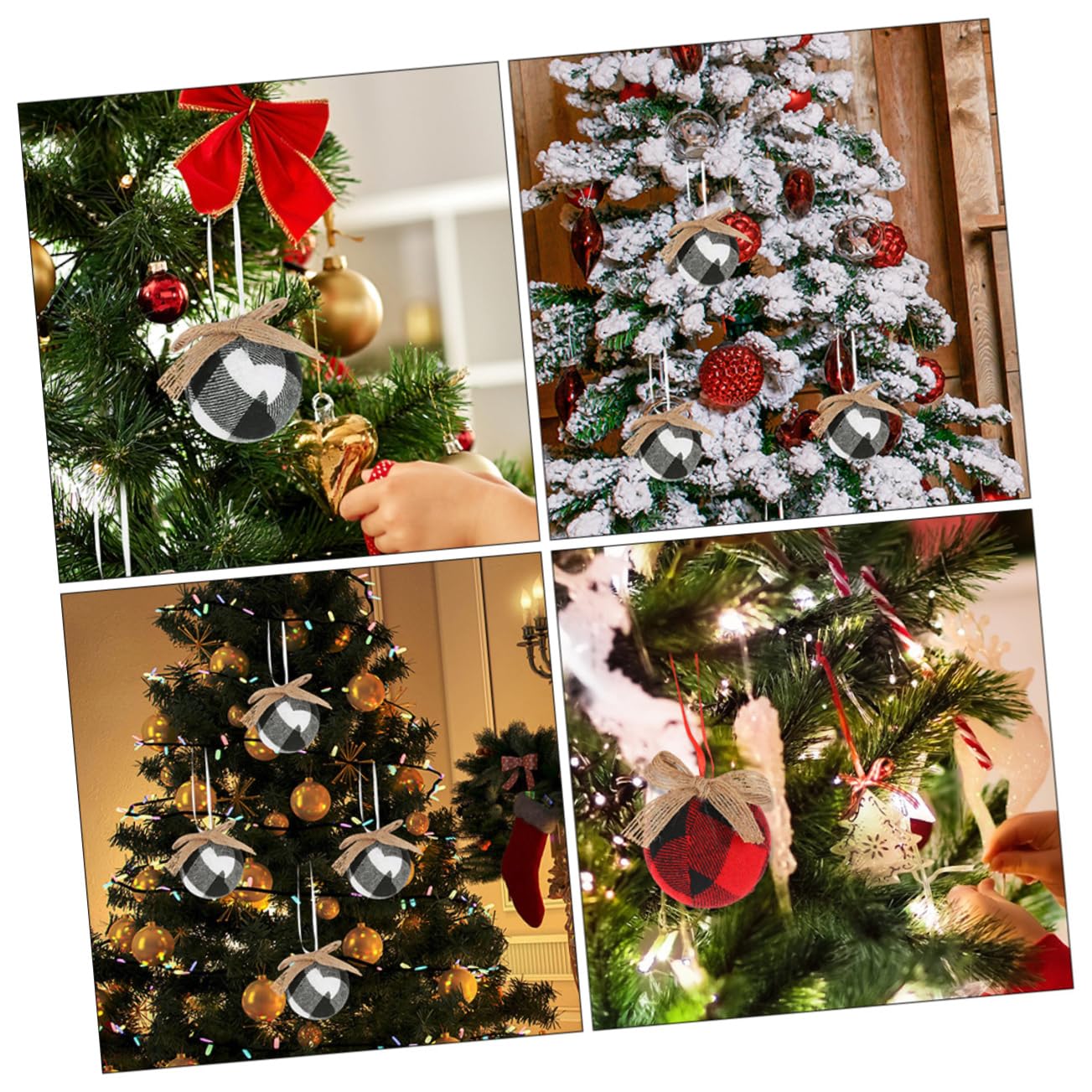 PRETYZOOM 5 Juegos Bola De Tela De Cuadros Navideños Decoraciones Luces De Navidad Al Aire Árbol De Navidad Adornos Guirnalda Oro Bolas De Navidad Espuma 12 Uds * 5